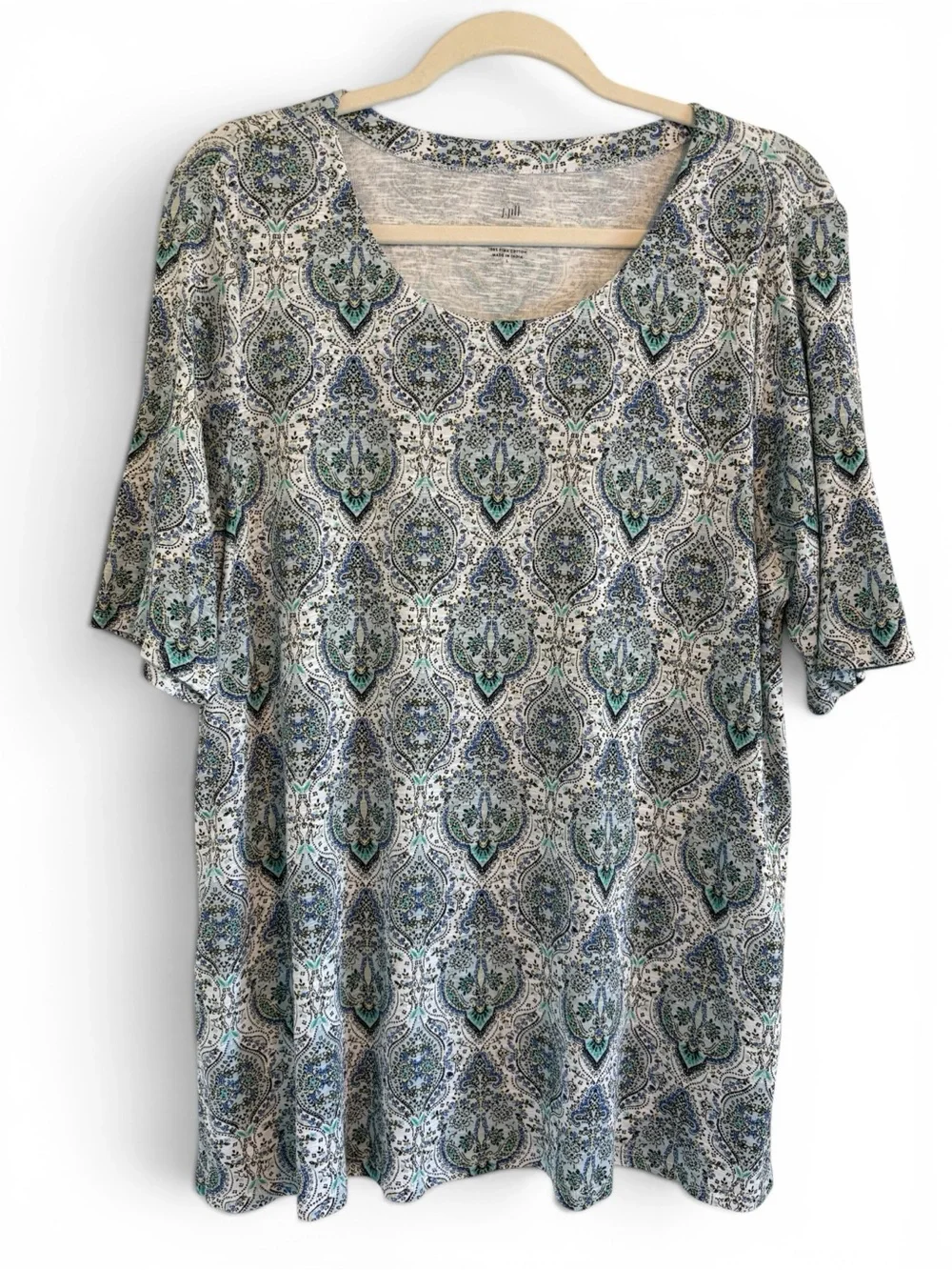 J. Jill Pima Slub Scoop Neck Side Slit Tee Size Large - Picture 1 of 9